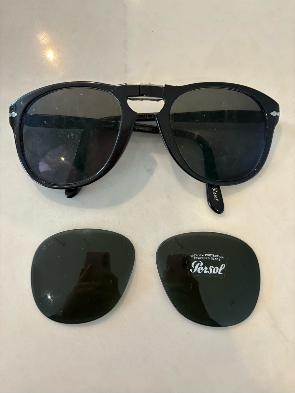 Persol Foldable Black Polarized Sunglasses - Unisex  Style